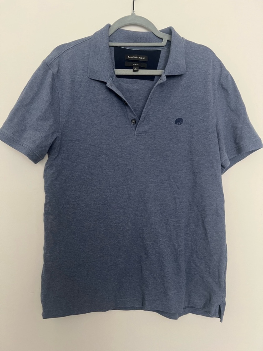 Banana Republic Polo Shirt Mens L Blue Luxury Touch Slim Fit Cotton Lycra Casual